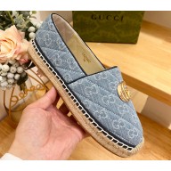 Gucci Women's GG matelassé espadrille 621239 GG Denim Light Blue 2024