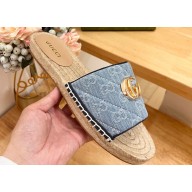 Gucci Women's GG matelassé espadrille sandals 620120 GG Denim Light Blue 2024