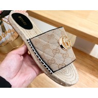Gucci Women's GG matelassé espadrille sandals 620120 GG canvas Beige/Black 2024