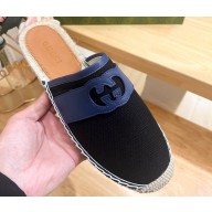 Gucci Women/Men Interlocking G slide espadrille 777366 in Canvas Black 2024
