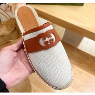 Gucci Women/Men Interlocking G slide espadrille 777366 in Canvas White 2024