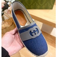 Gucci Women/Men Interlocking G espadrille 777365 in Canvas Blue 2024