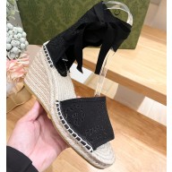 Gucci Women's Interlocking G espadrille 771779 in Canvas Black 2024