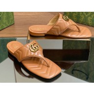 Gucci Women's Double G thong slide sandals 776948 Brown 2024