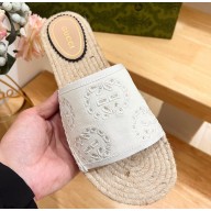 Gucci Women's Interlocking G espadrille sandals 771786 in Canvas White 2024