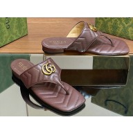 Gucci Women's Double G thong slide sandals 776948 Coffee 2024