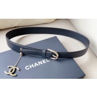 Chanel Metal CC Logo calfskin belt Black/Gold 2024