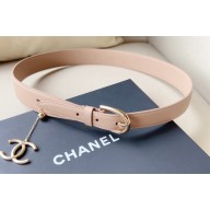 Chanel Metal CC Logo calfskin belt Nude Pink/Gold 2024
