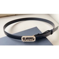 Chanel Width 2cm calfskin belt Black with Crystal and Pearl Buckle 2024