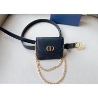 Dior Width 2cm Pouch Belt with Chain in Smooth Calfskin Black 2024