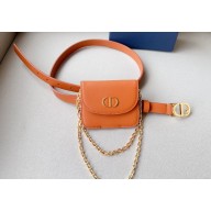 Dior Width 2cm Pouch Belt with Chain in Smooth Calfskin Brown 2024