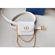 Dior Width 2cm Pouch Belt with Chain in Smooth Calfskin White 2024