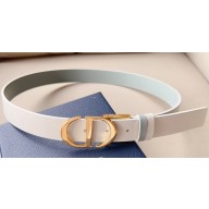 Dior Width 3cm 30 Montaigne Reversible Belt in Smooth Calfskin White 2024