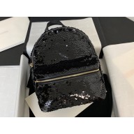 Chanel Sequins & Silver-Tone Metal Mini Backpack Bag AS4662 Black 2024