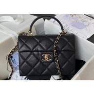 Chanel Grained Calfskin & Gold-Tone Metal Small Flap Bag with Top Handle AS4711 Black 2024