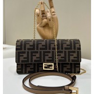 Fendi Wallet On Chain Baguette Bag in Brown FF fabric 2024