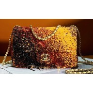 Chanel Sequins & Gold Tone Metal Small Flap Bag AS4561 Black & Yellow 2024