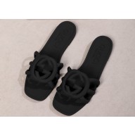 Gucci Women's Interlocking G slide sandals 780307 in Rubber Black 2024