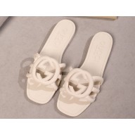 Gucci Women's Interlocking G slide sandals 780307 in Rubber White 2024