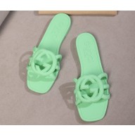 Gucci Women's Interlocking G slide sandals 780307 in Rubber Green 2024
