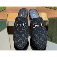 Gucci Women's Princetown slipper 771592 in GG Denim Black 2024