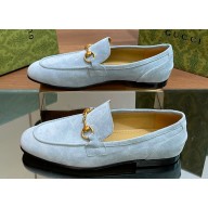Gucci Men's Jordaan loafer 406994 in Suede Light Blue 2024
