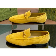 Gucci Men's Jordaan loafer 406994 in Suede Yellow 2024