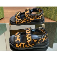 Gucci Women's sandals with Double G in Leopard Print 04 2024