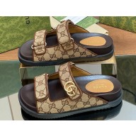 Gucci Lido Women/Men sandals with Double G 780061 in GG Canvas Beige 2024