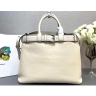 Prada Buckle large leather handbag with belt 1BA416 White 2024