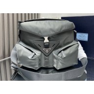 Prada Re-Nylon and leather shoulder Bag 2VD062 Gray 2024