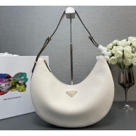 Prada Large leather shoulder bag 1BC212 White 2024