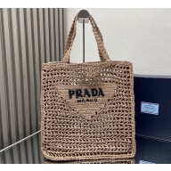Prada raffia tote bag 1BG393 Nude 2024