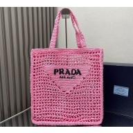 Prada raffia tote bag 1BG393 Pink 2024