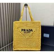 Prada raffia tote bag 1BG393 Yellow 2024