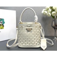 Prada Panier leather mini-bag with cut-out motif 1BA217 White 2024