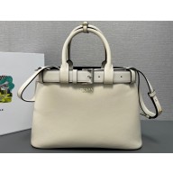 Prada Buckle medium leather handbag with belt 1BA434 White 2024
