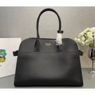 Prada Large leather tote bag with buckles 1BG508 Black 2024