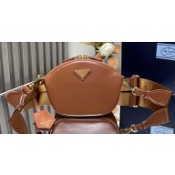 Prada Leather mini shoulder bag 1BH212 Brown 2024