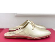 Valentino The Bold Edition Vlogo Calfskin Mules Gold 2024