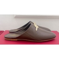 Valentino The Bold Edition Vlogo Calfskin Mules Coffee 2024