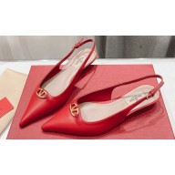 Valentino The Bold Edition Vlogo Calfskin Slingback Ballerinas 20mm Red 2024