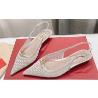 Valentino The Bold Edition Vlogo Slingback Ballerinas 20mm Mesh White 2024