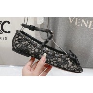 Valentino Rockstud mesh ballerinas Black with Lace and Studs 2024