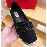 Valentino Vlogo Stud Sign Fabric Espadrilles Black