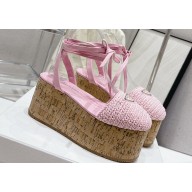 Prada Crochet wedge sandals 1XZ760 Pink 2024