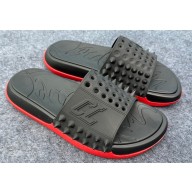 Christian Louboutin Men's Take It Easy Spiked Rubber Slides Black 2024