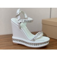 Christian Louboutin Heel 12cm nappa leather and strass Pyrastrass Espadrilles wedge Sandals White