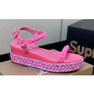 Christian Louboutin Heel 6cm Pyraclou Studded Spike wedge Sandals Patent Pink