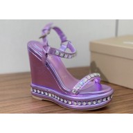 Christian Louboutin Heel 12cm nappa leather and strass Pyrastrass Espadrilles wedge Sandals Purple